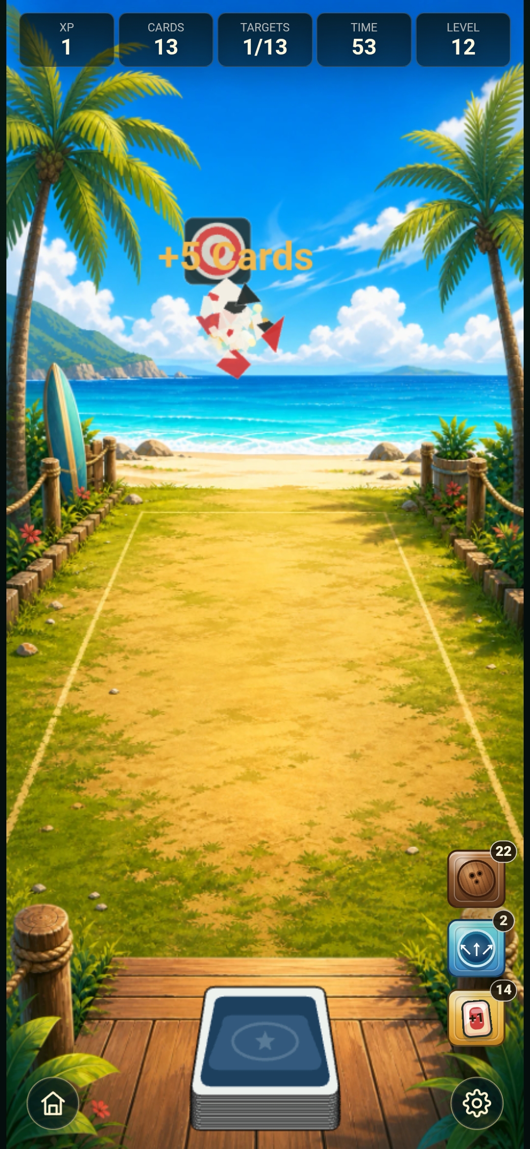 A card flying toward a target in Card Flick